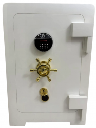 "          007HRNSEP ELİPS EV VE OFİS TİPİ YÜKSEK GÜVENLİKLİ SARI NİKELAJLI KOLLU VE AGIZLIKLI HERKÜL CAM KİLİTLEMELİ TANK ZIRHLI ELİPS DOLGULU ÇELİK PARA KASASI 80*55*55CM 400KĞ ( 2399€ )+KDV