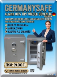 "                  ."         007TAS2EA GERMANYSAFE ALMAN TİPİ 1 Cİ SINIF LÜKS ULUSLARARASI STANDARTLARDA OKSİJEN KAYNAĞI İLE KESMEYE VE MATKAPLA DELMEYE KARŞI YÜKSEK GÜVENLİKLİ TANK ZIRHLI TAM OTOMATİK KİLİTLEME TERTİBATLI TEK KAPILI ANAHTARLI VE AMERİKAN ELEKTRONİK ŞİFRELİ İÇİNDE ELEKTRONİK ŞİFRELİ DOLAPLI ÇELİK PARA KASASI 80*50*45 CM İÇ ÖLÇÜSÜ 62*36*30 CM 60LT 300KĞ ( 1799€ )+KDV