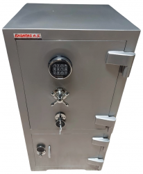 "       008AE EGM ÖZEL OFİS TİPİ ALTI DOLAPLI ÖZEL MAYMUNCUK AÇMAZ ANAHTARLI ORTA ANAHTAR ALTI MATKAP DELMEZ ÇELİKLİ( 7*11CM ) TABLA GİZLİ GÖZLÜ ÇELİK PARA KASASI 102*50*50CM 200KĞ ( 899€ )+KDV